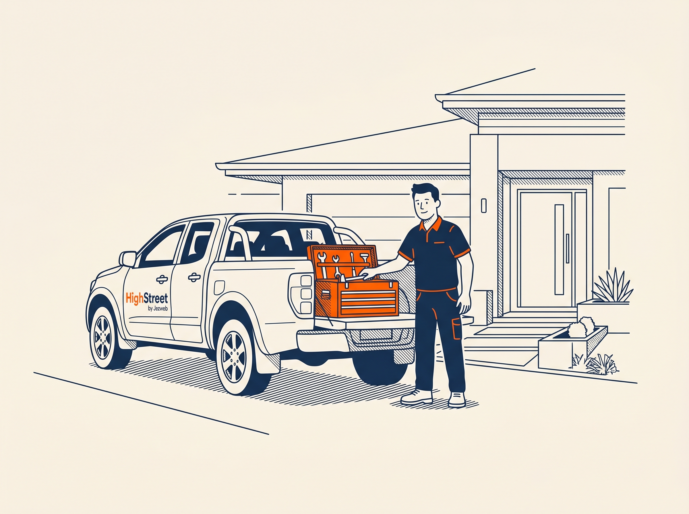 Illustration of a local tradie's ute outside a suburban home