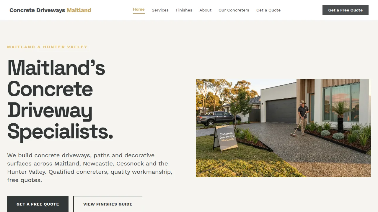 Concrete Driveways Maitland website