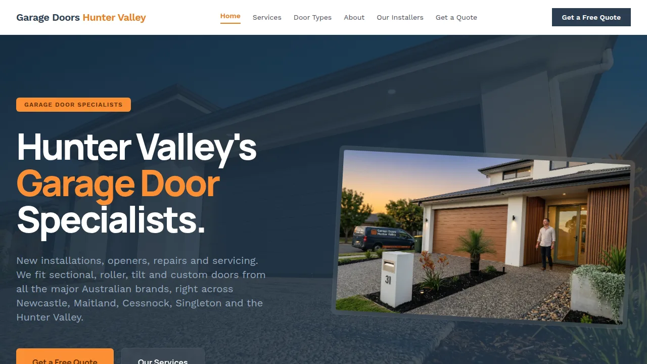 Garage Doors Hunter Valley website homepage