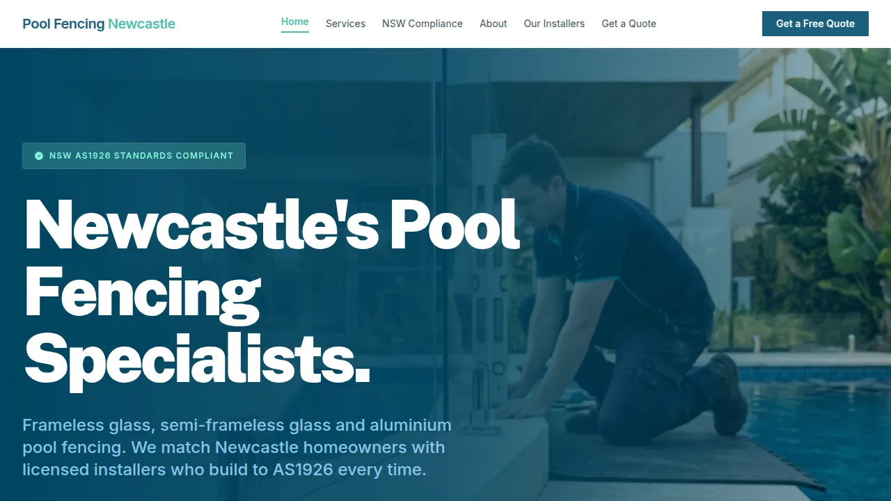 Pool Fencing Newcastle website homepage
