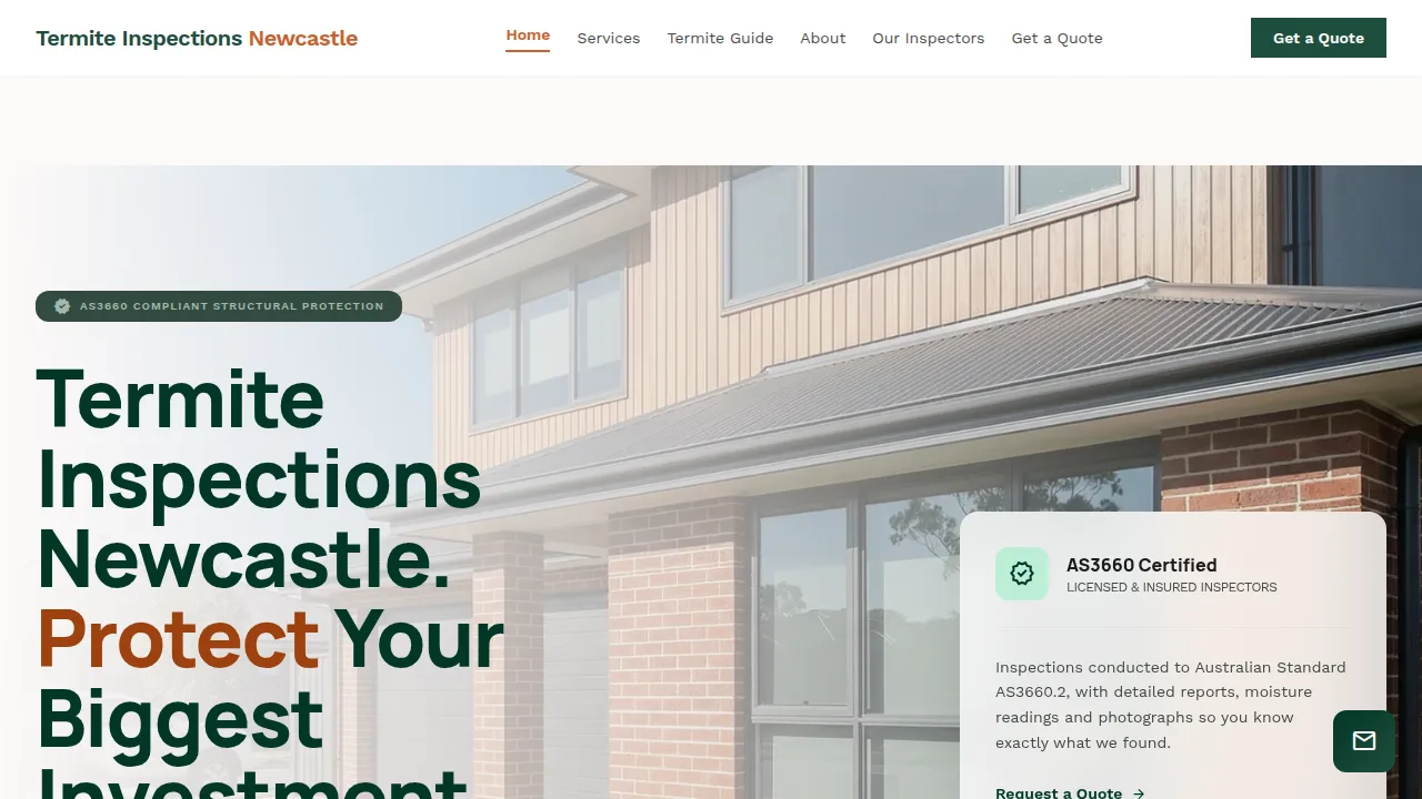 Termite Inspections Newcastle website homepage