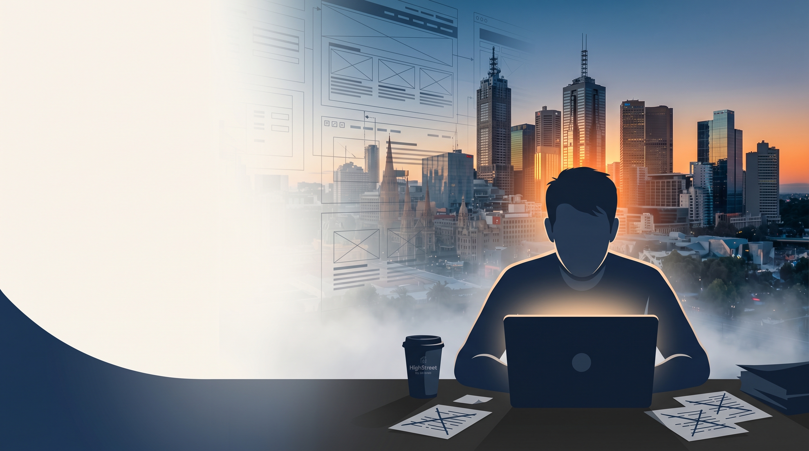 A cluttered workspace with an unfinished DIY website